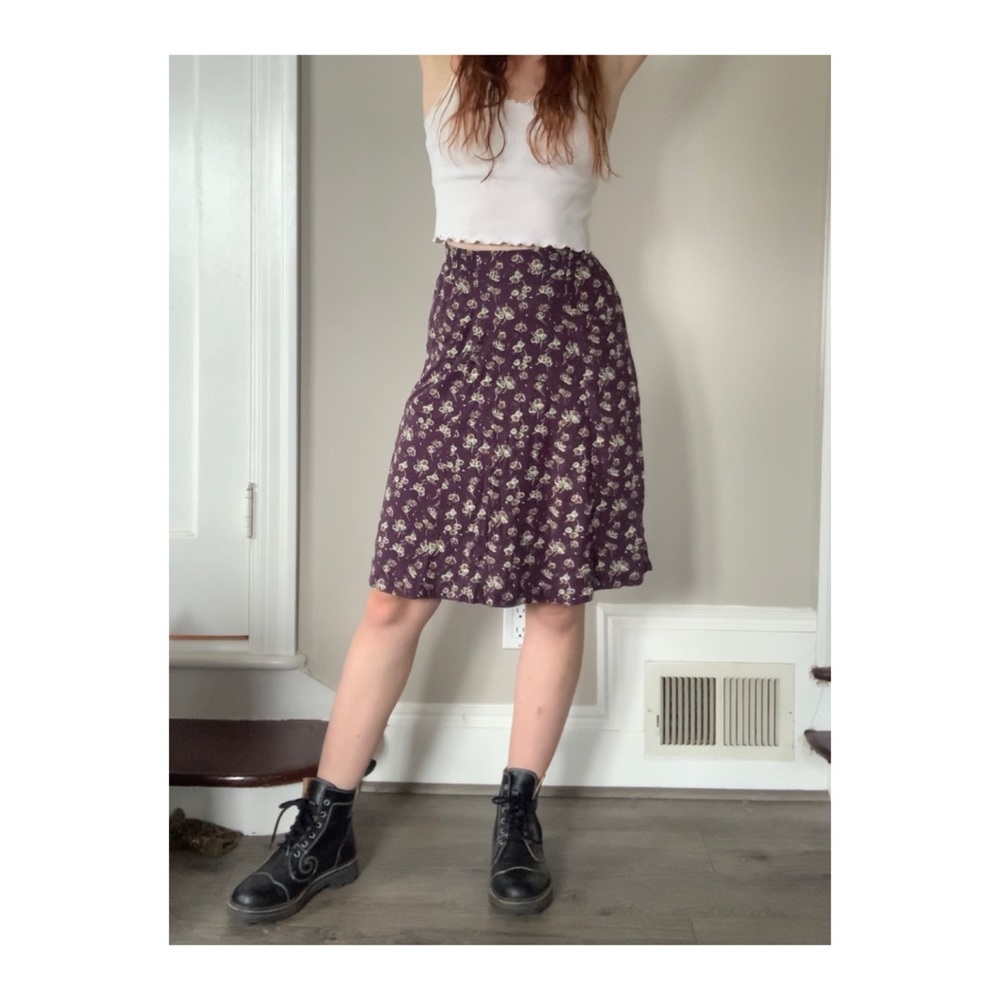 Cottagecore Purple Floral High-waisted Skirt XS